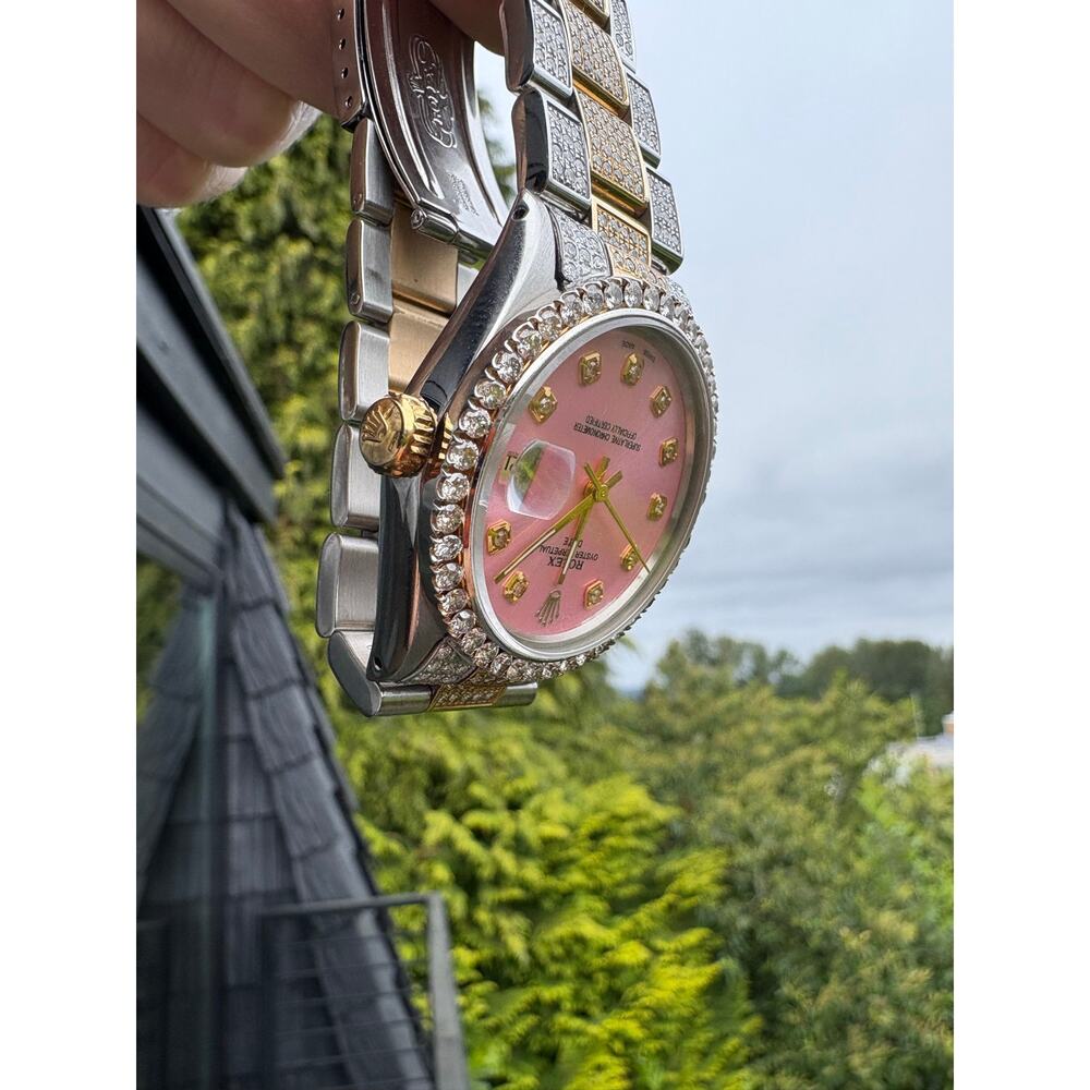 Authentic Rolex Oyster Perpetual Date 1500 34mm Buss Down Natural Diamond Watch - Picture 6 of 10